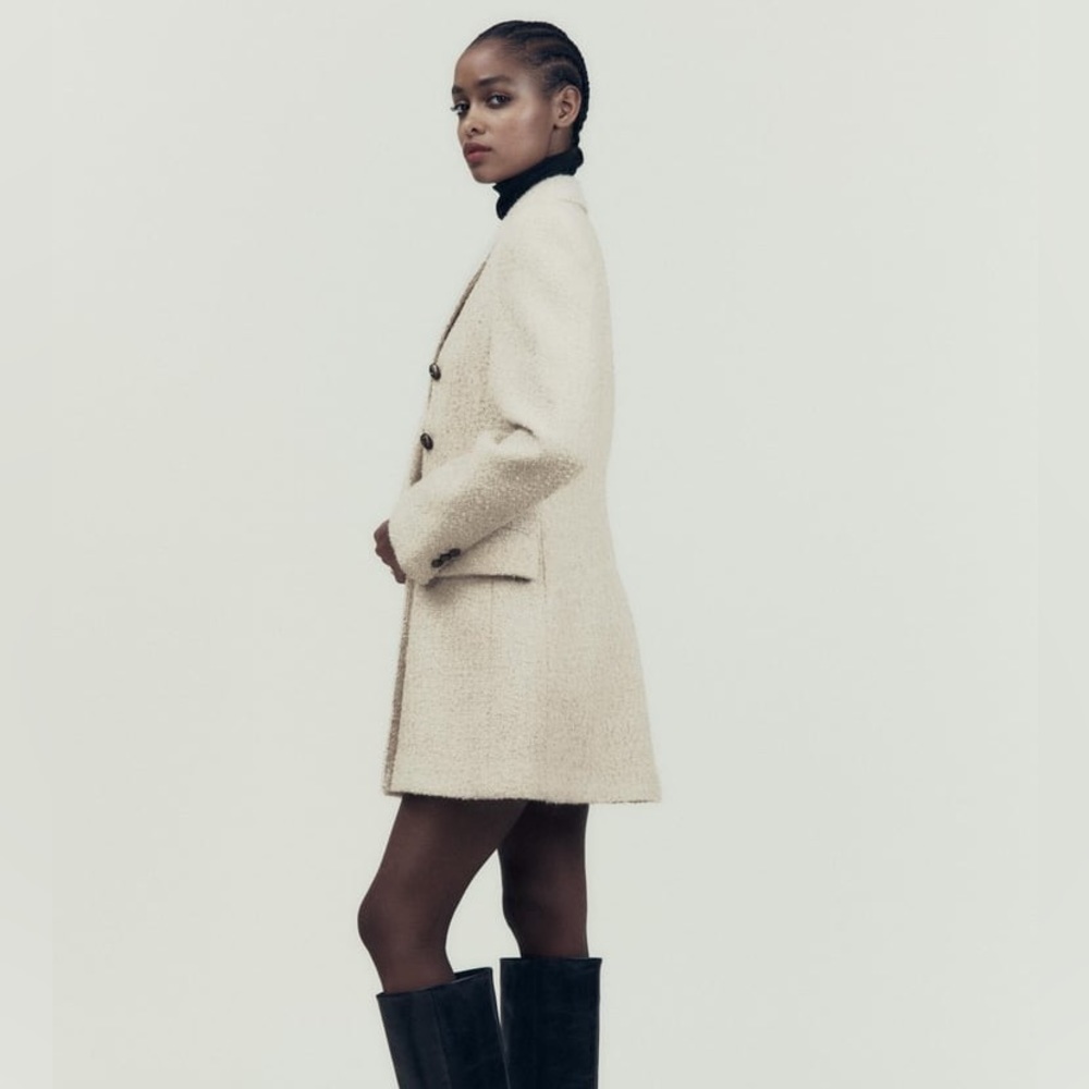 Zara Longline Wool Blend Bouclé Blazer - Picture 12 of 17